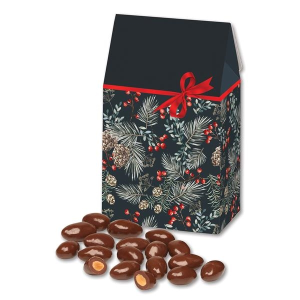 Chocolate Covered Almonds in Pine Boughs & Berries Gift Box